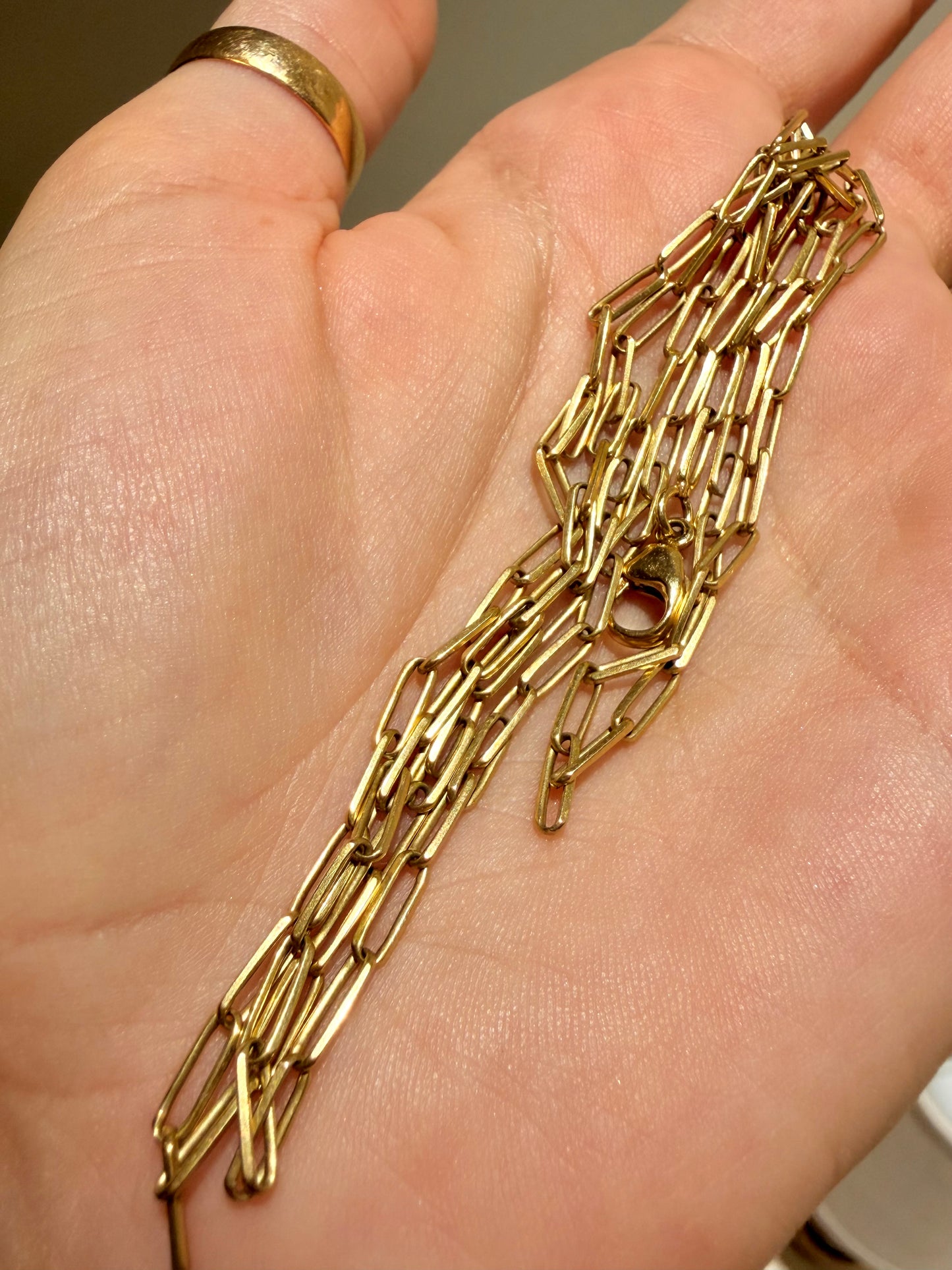 Vintage yellow 18K angled oval link chain, 26 inch