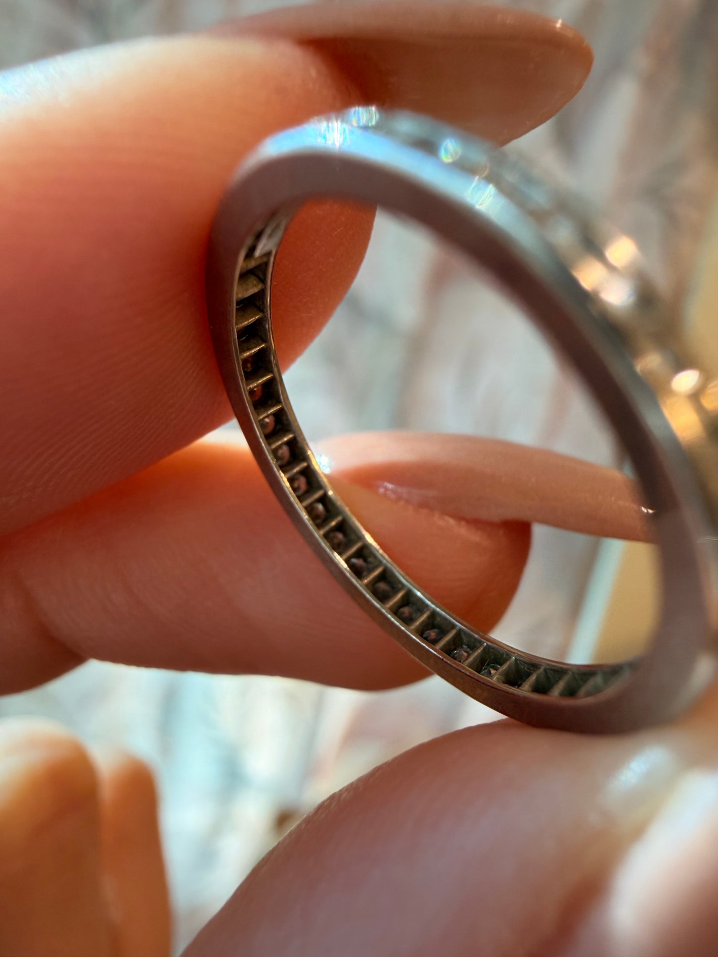 Vintage midcentury platinum Tiffany and Co .3ctw diamond eternity band, size 5.75