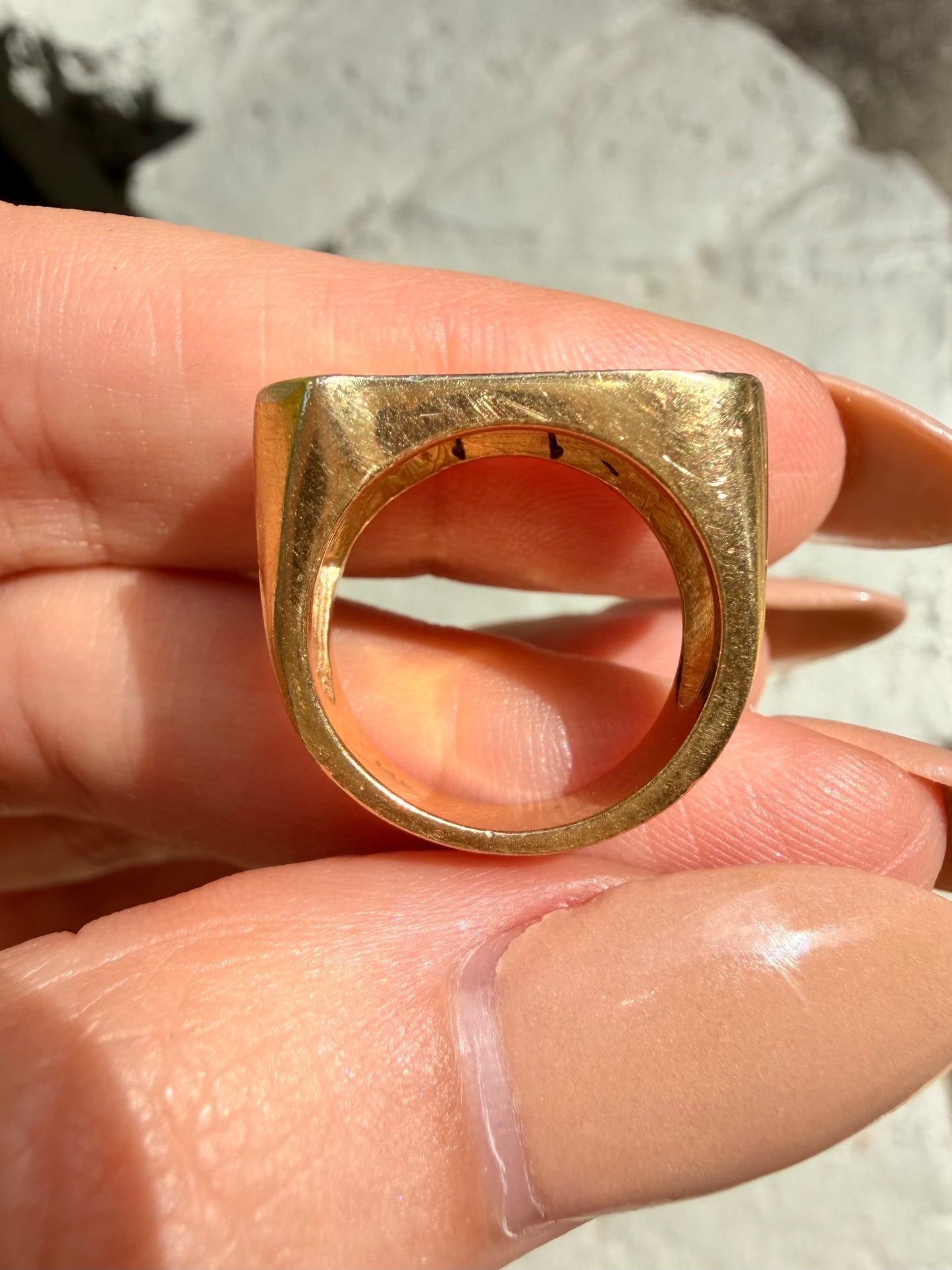 Vintage yellow 14K gold and diamond 'Anna' name ring, size 4.75
