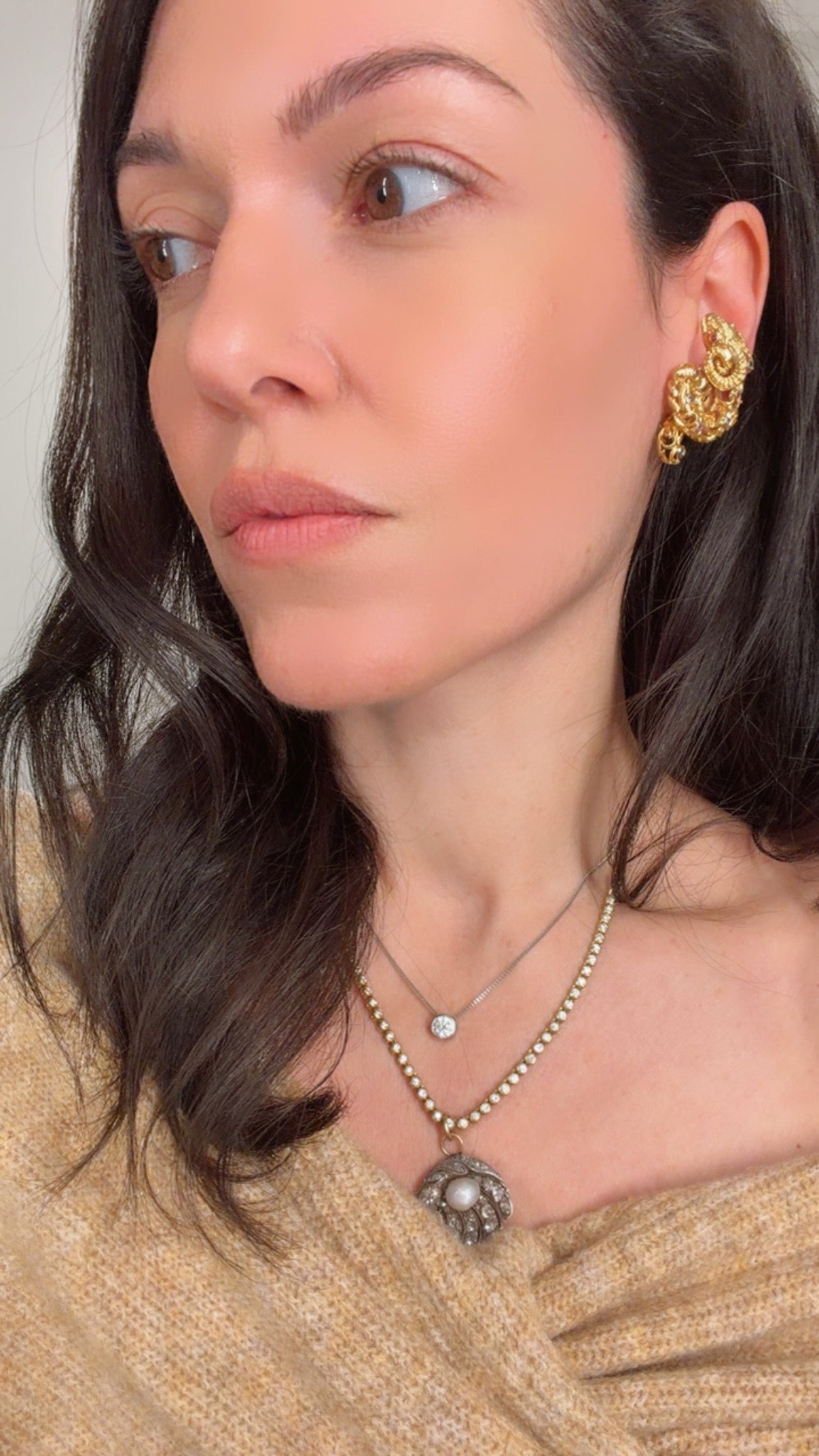 Vintage circa 1960s yellow 18K approx .6ctw sapphire and ruby ram clip statement earrings