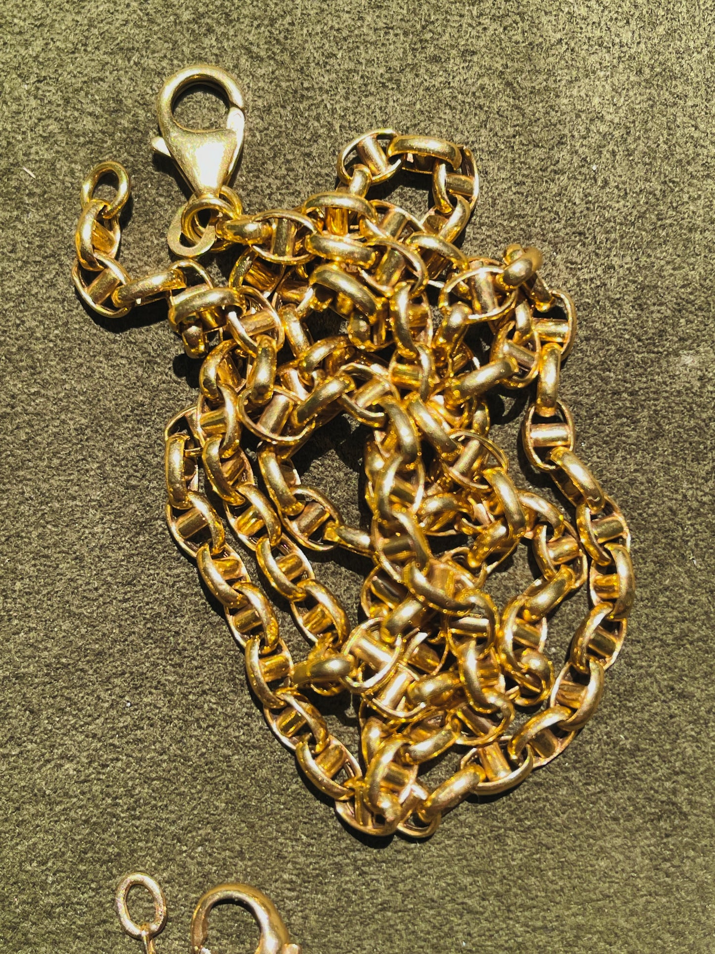 Vintage yellow 18K round mariner chain, 20.5 inch