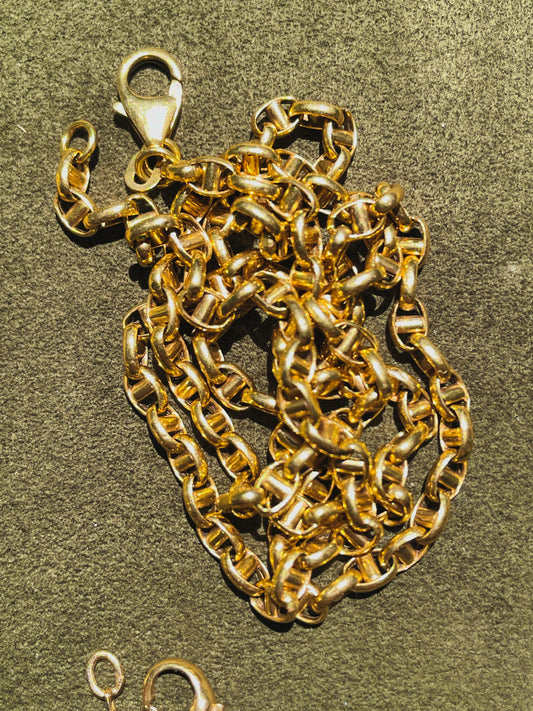 Vintage yellow 18K round mariner chain, 20.5 inch