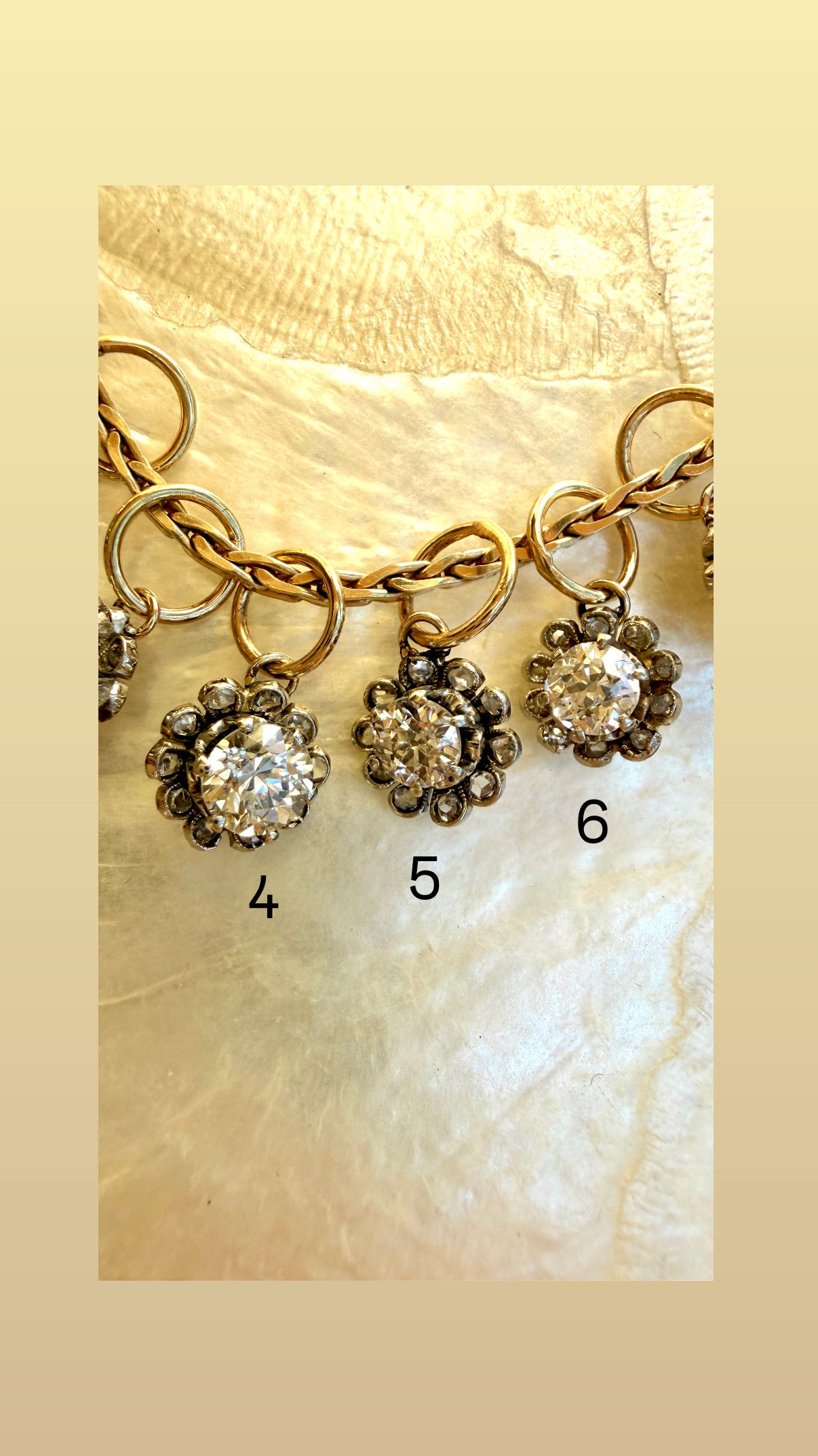 Antique 18K gold diamond flower charms