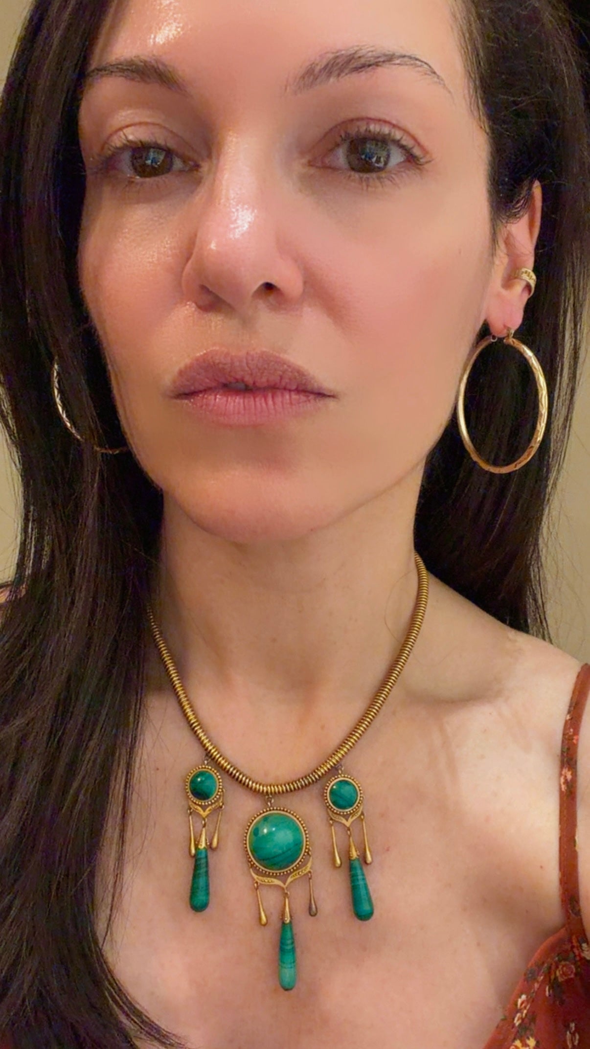 Vintage yellow 14K faceted hoops