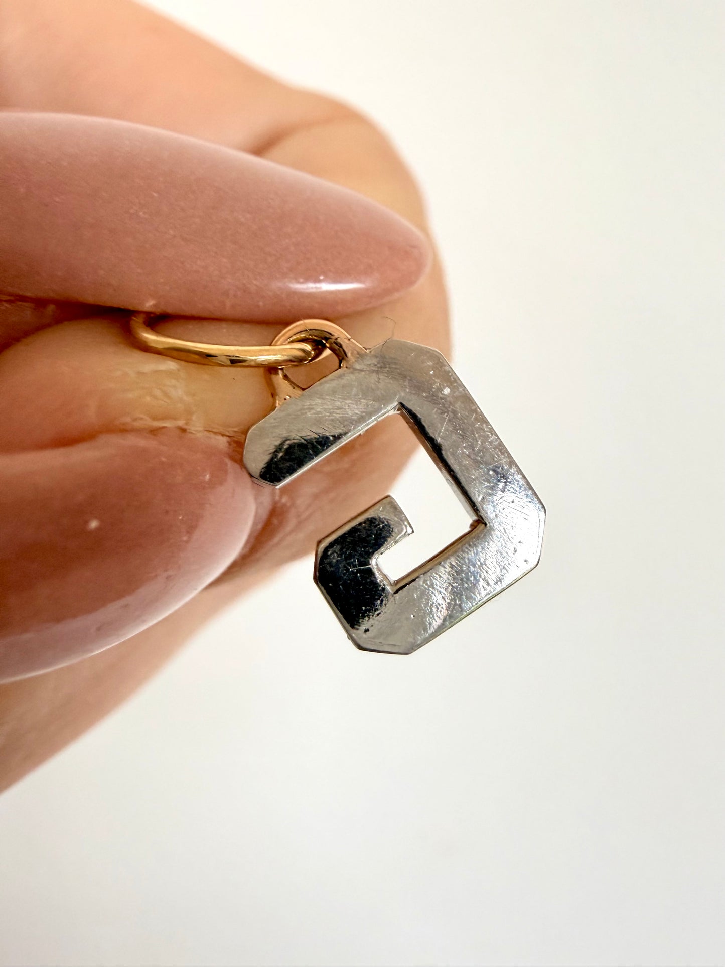 Vintage Platinum and 18K letter G charm