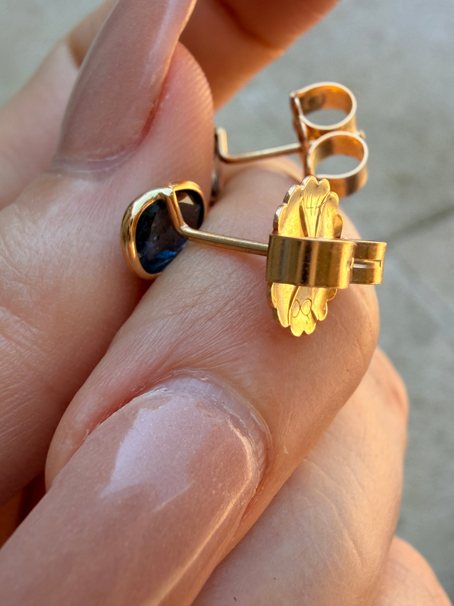Vintage yellow 14K tourmaline and sapphire drop earrings