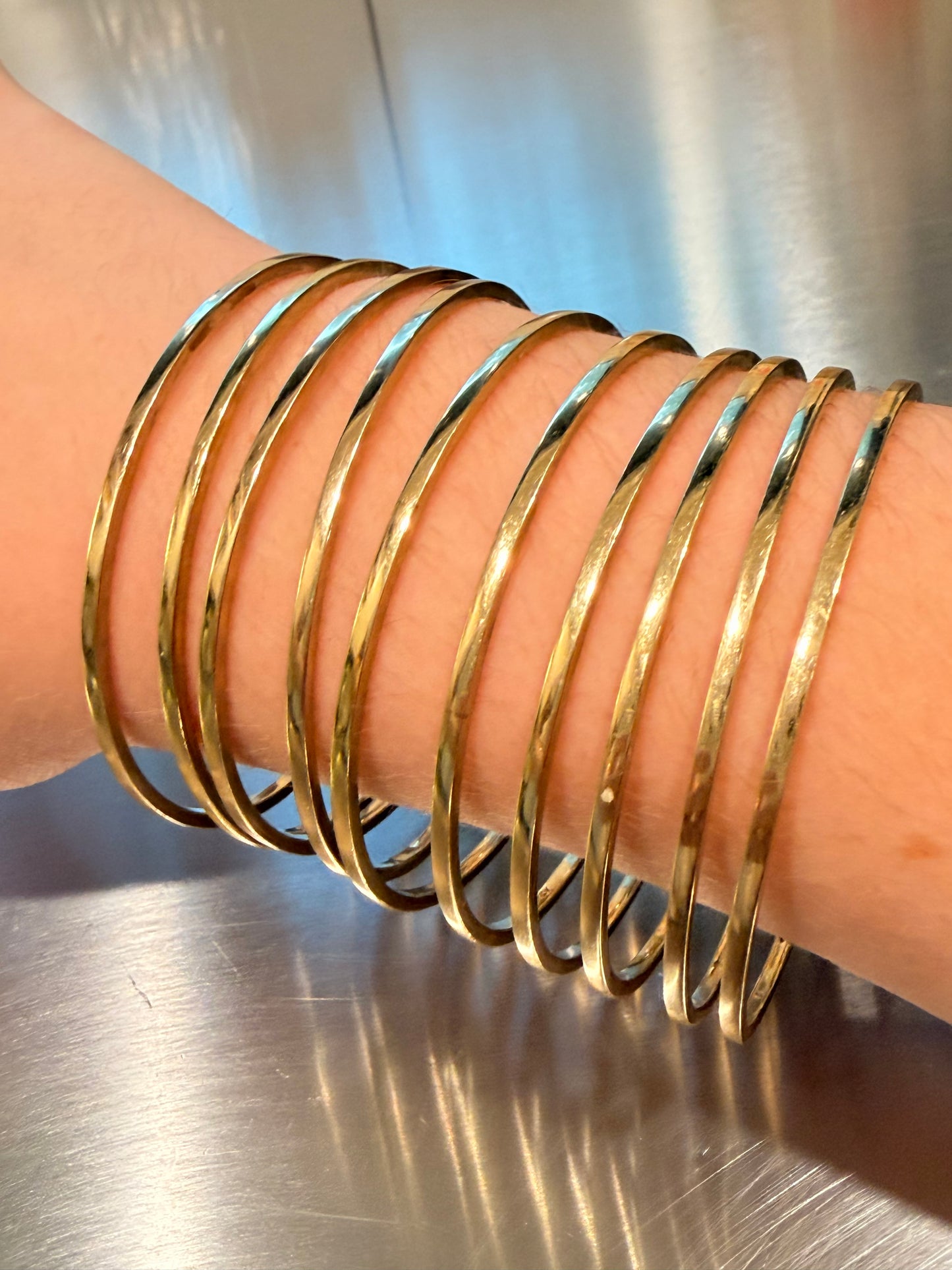 Vintage yellow 14K square edged bangles