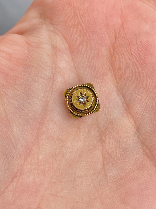 [PRIVATE] Antique yellow 15K rose cut diamond star set slider