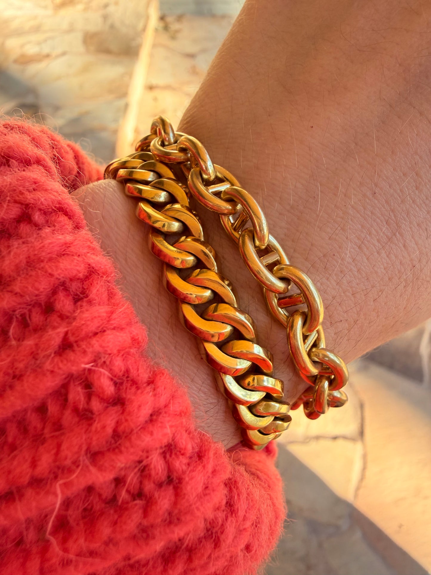 Vintage yellow 18K solid mariner link bracelet, 8.25 inch sizable