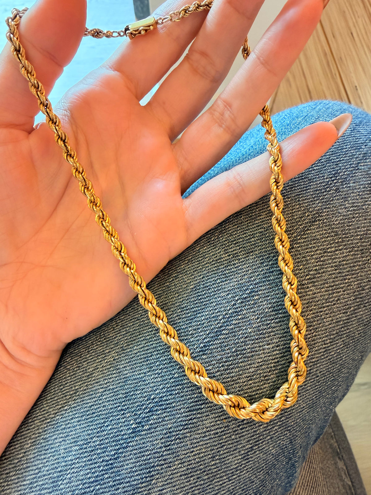 Vintage yellow 14K gold UnoAerre graduated rope chain, 16 inch