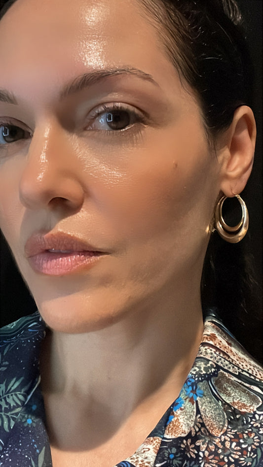 Vintage yellow 18K double hoop earrings