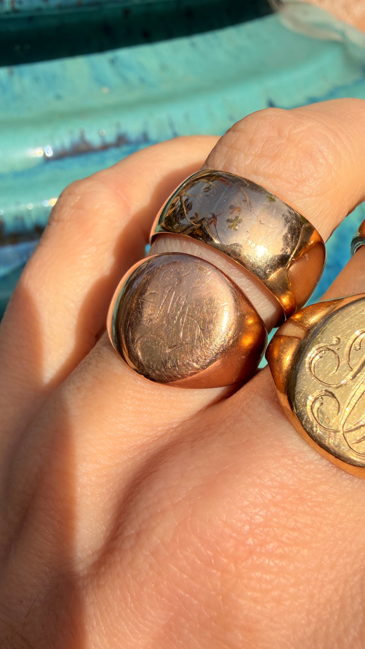 Antique 10K rose gold signet ring, size 6.75