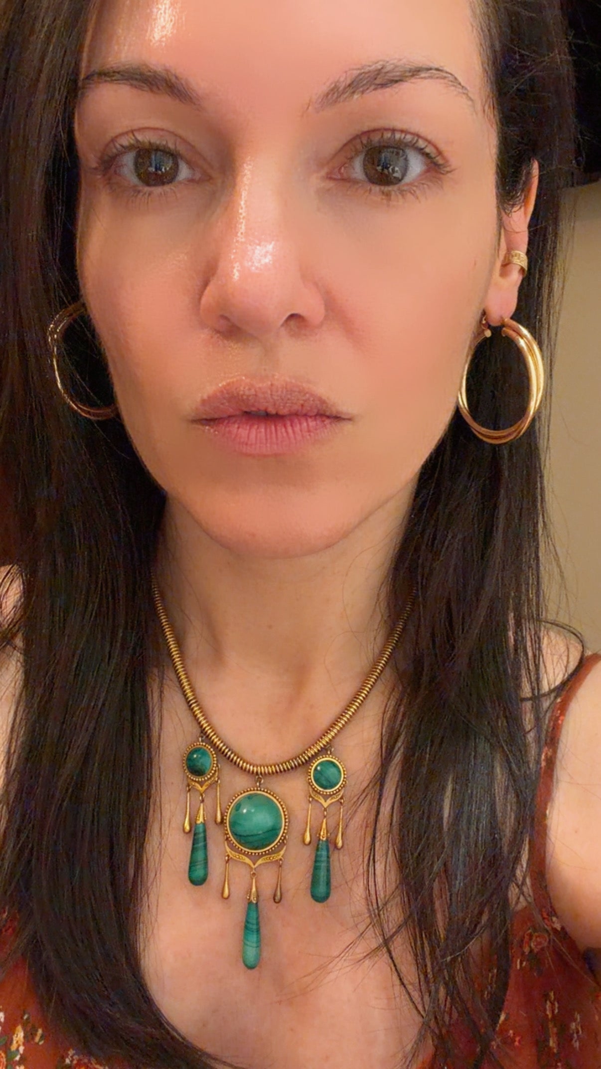 Vintage yellow 14K double hoop earrings