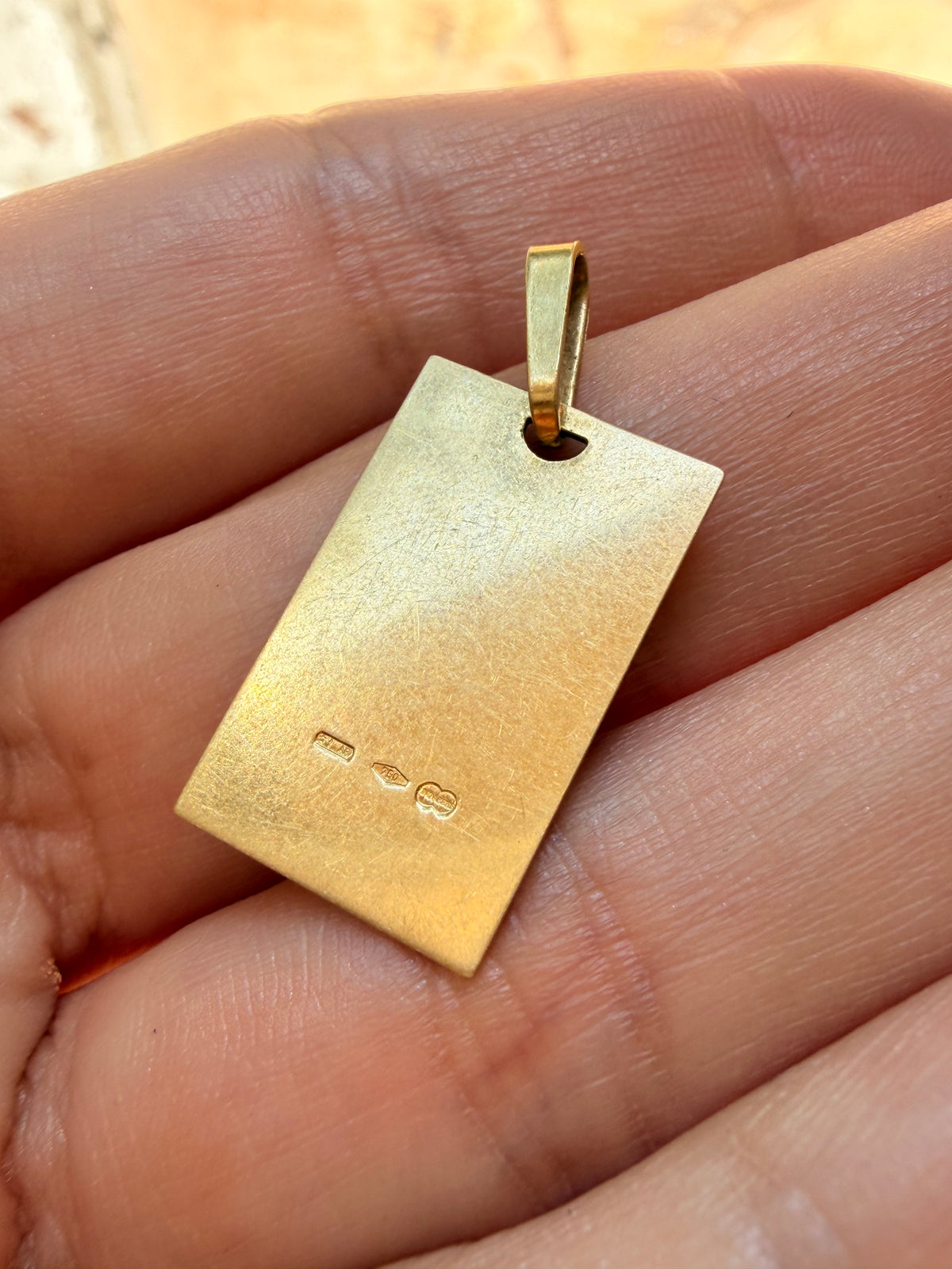 Vintage yellow 18K Unoaerre Baptism medal tag pendant