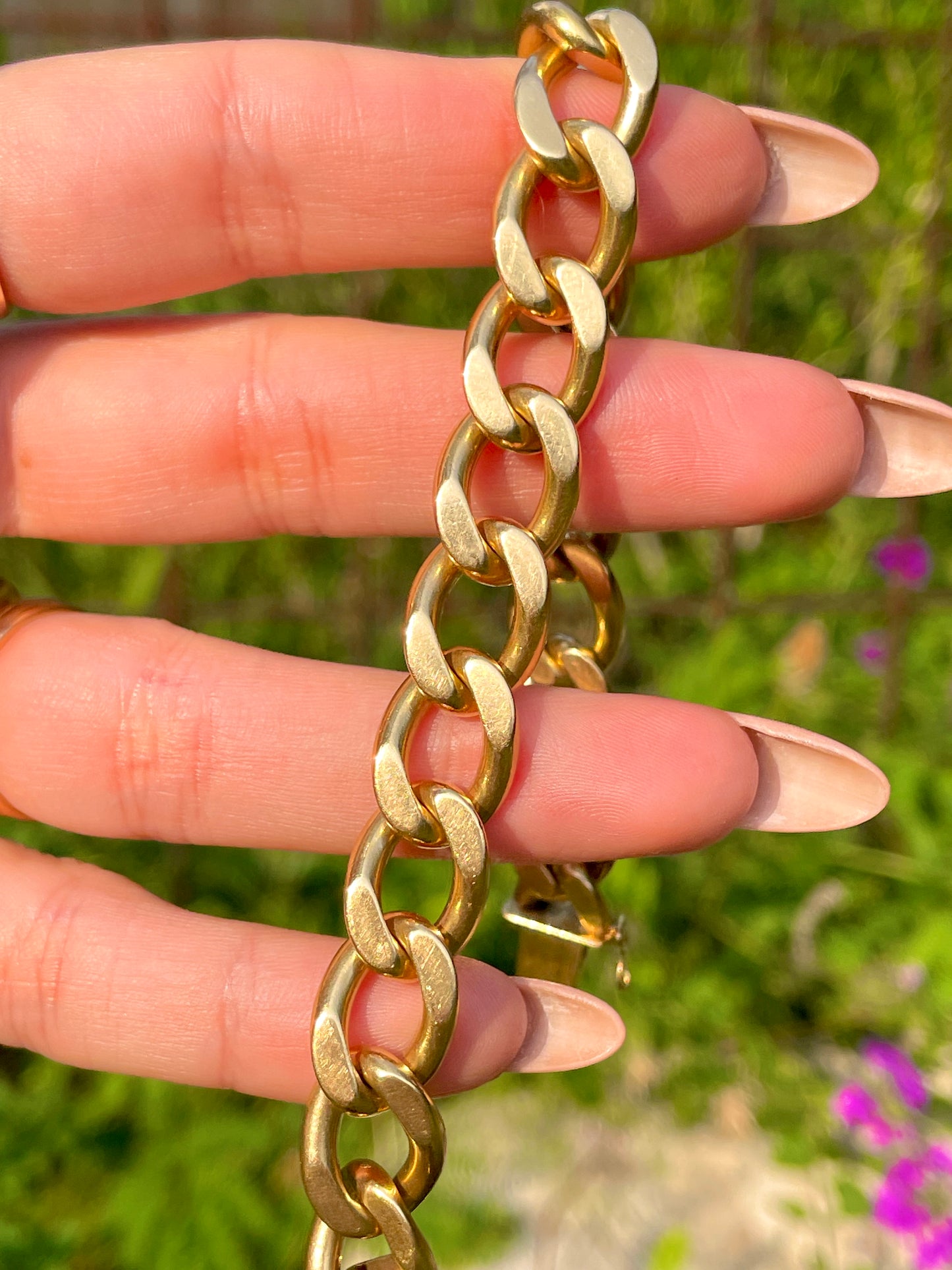 Vintage Bulgari circa 1970s yellow 18K gold solid curb bracelet, 7 and 7/8 inch