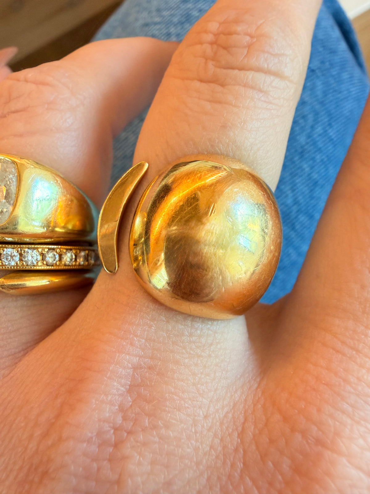 Vintage 14K open dome ring, size 6.25-6.5