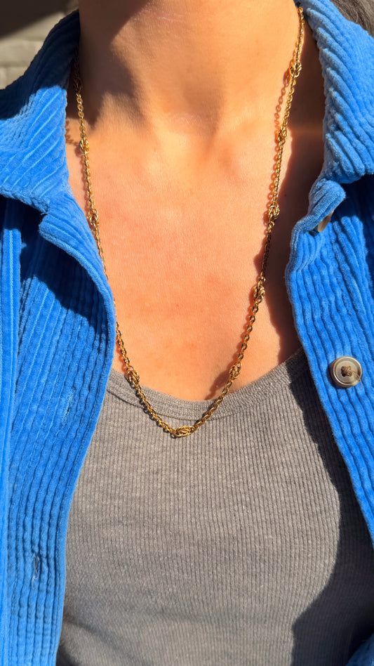 Antique yellow 18K cable and knot link chain, 24 inch