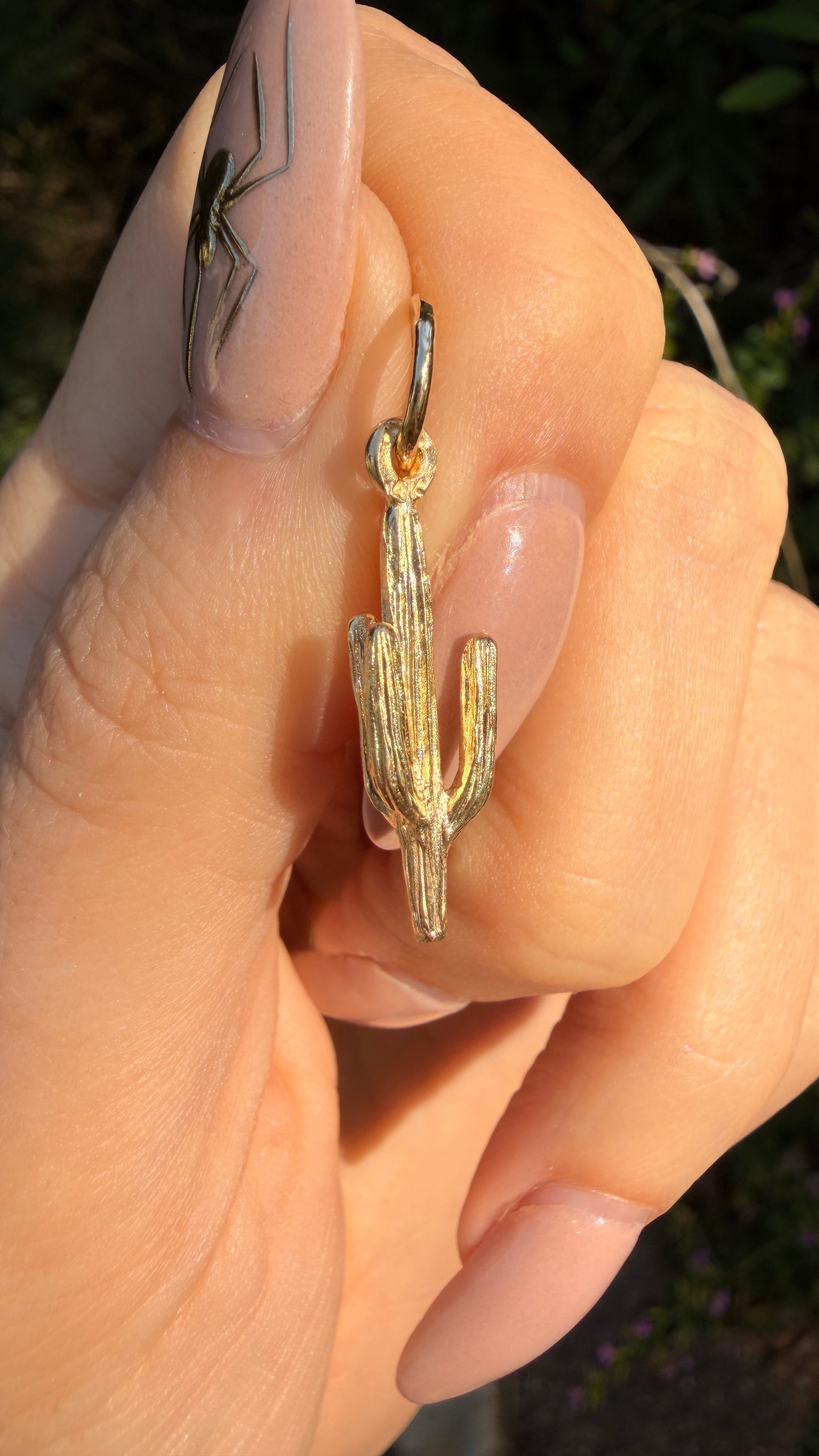 Vintage yellow 14K saguaro cactus charm