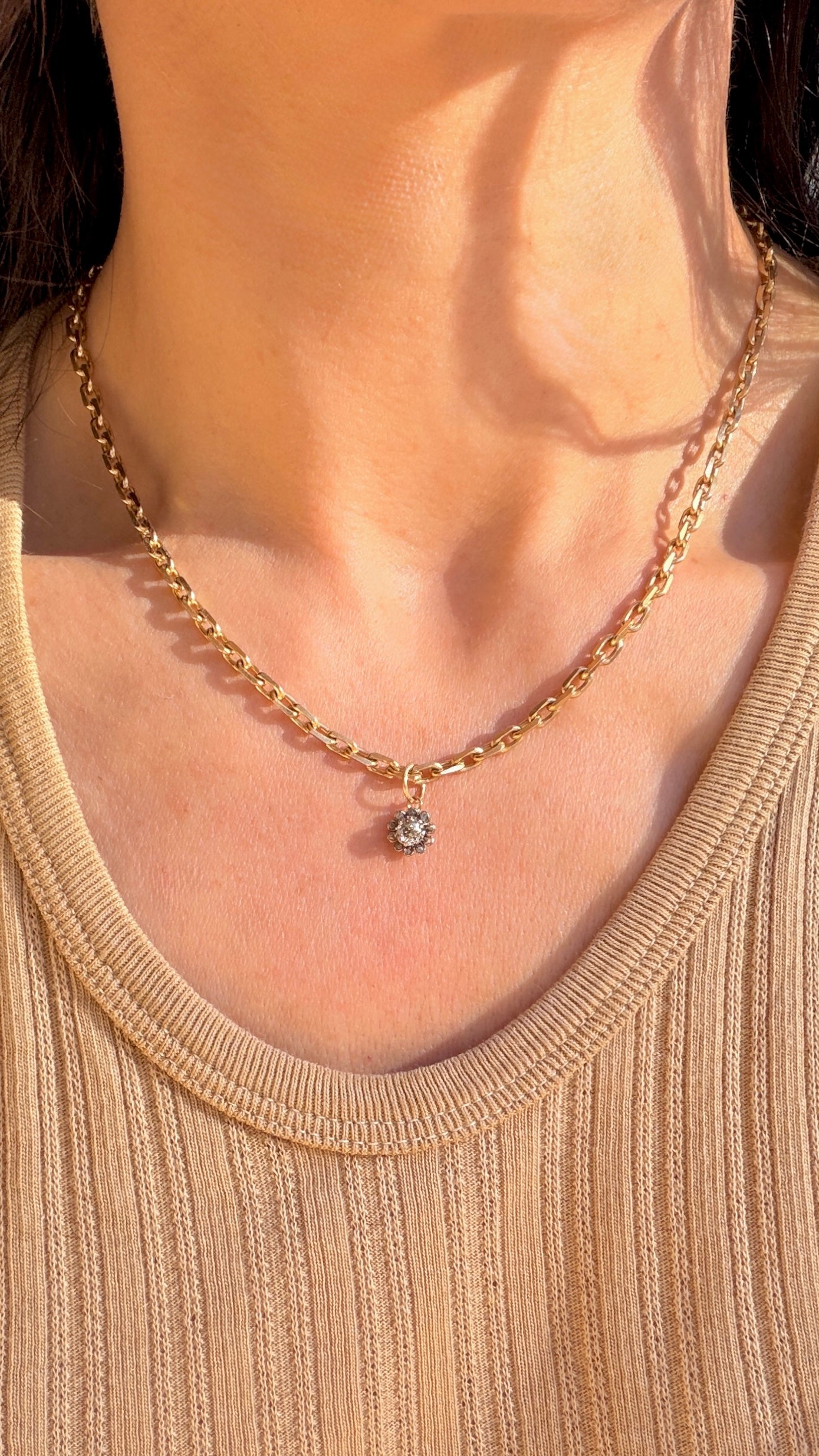 Antique 18K gold diamond flower charms