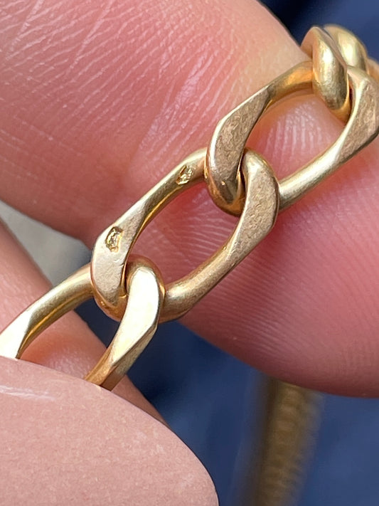 Vintage French yellow 18K gold oval link curb chain likely Rolling et Cie, 37 inch
