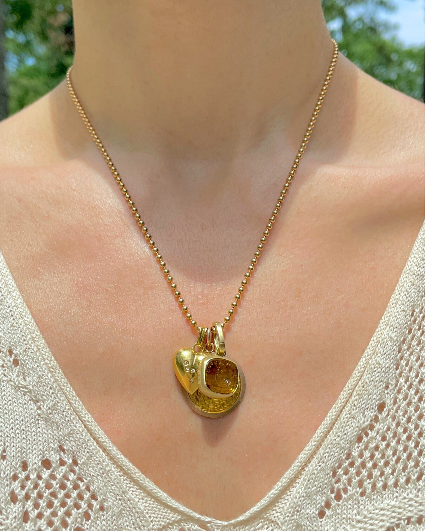 Vintage yellow 14K ball chain, 18 and 1/8 inch
