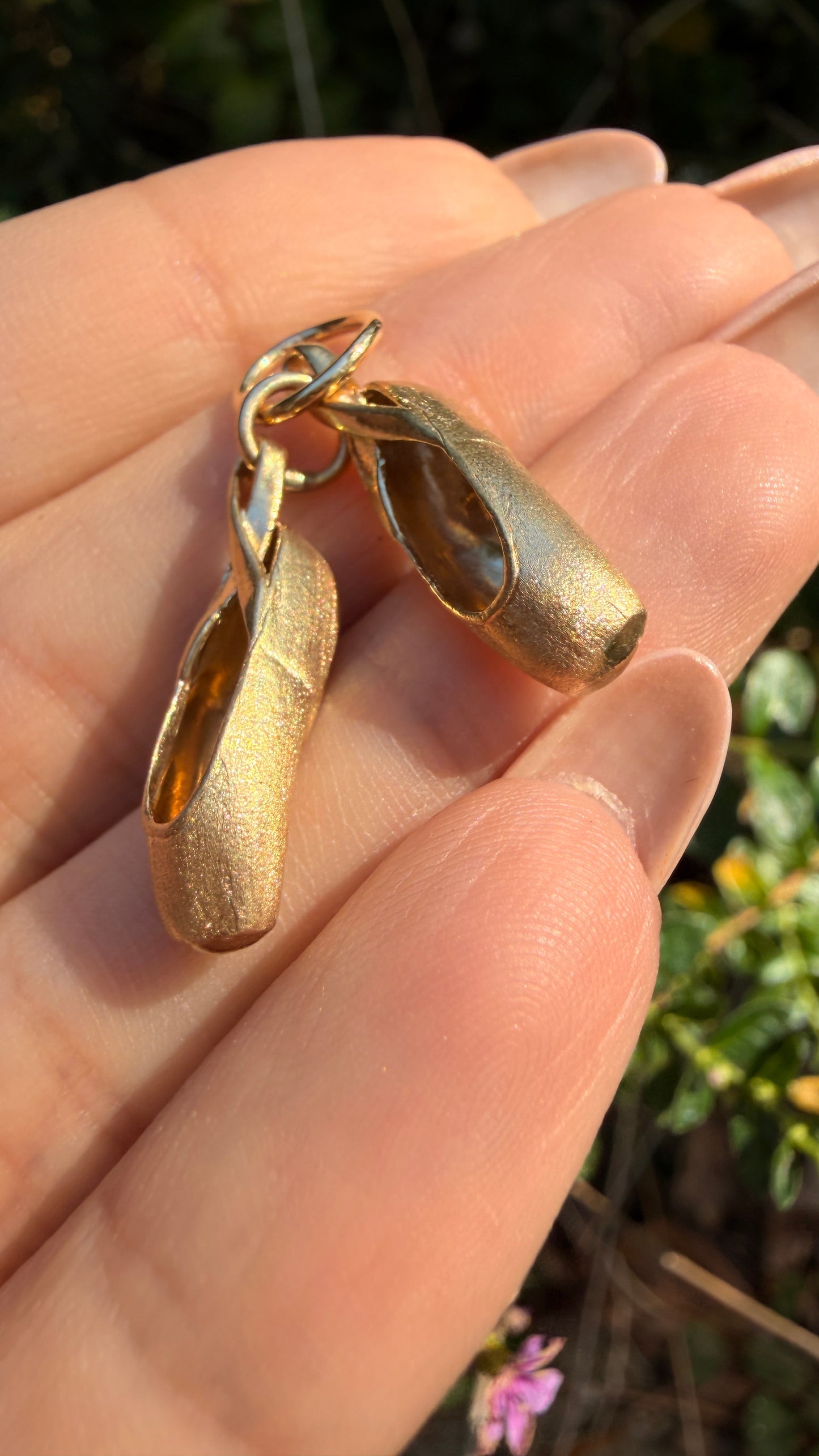 Vintage yellow 14K ballet slippers charm
