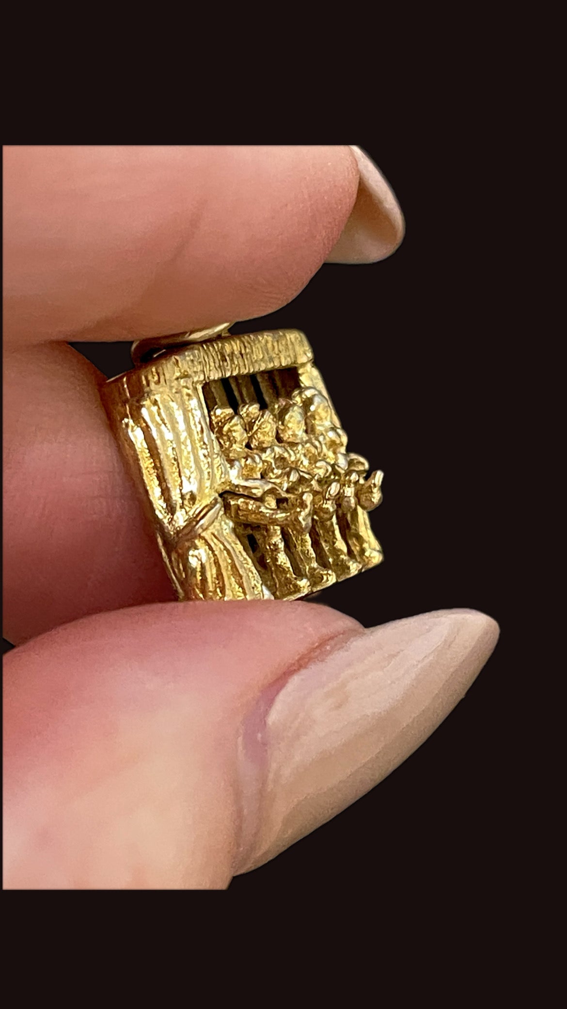 Vintage yellow 9K British articulated dancers on stage charm