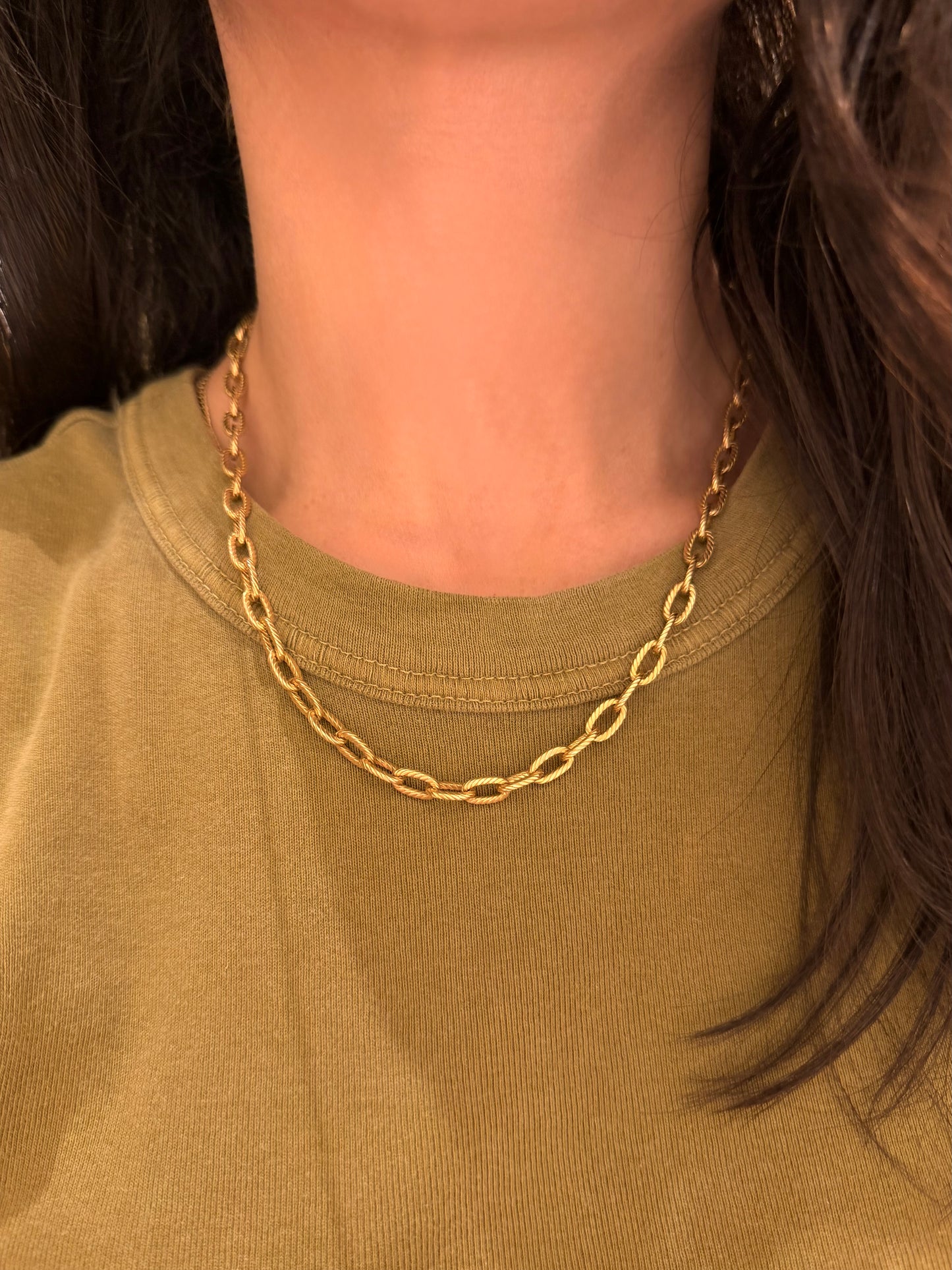 Vintage French 18K oval Boucheron link chain with lobster clasp, 18 and 5/8 inch