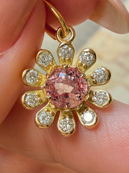 3GOG Natural Pink Sapphire and Diamond Flower Pendant 18K - Oct 2026 drop