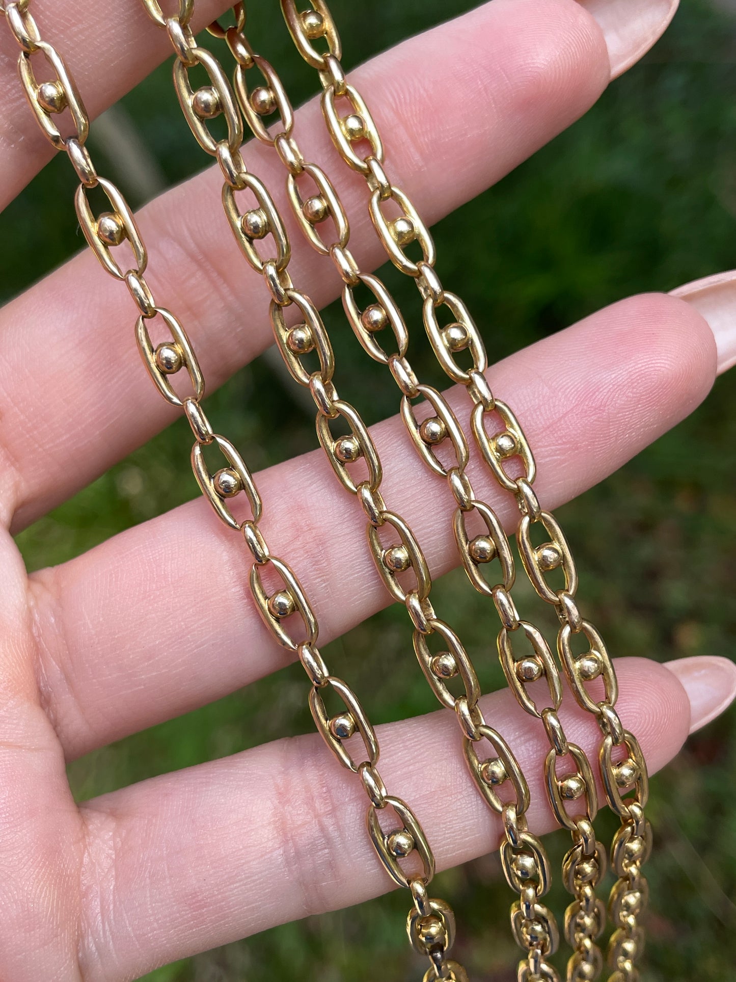 Vintage yellow 10K mariner link with ball detail, 28 inch