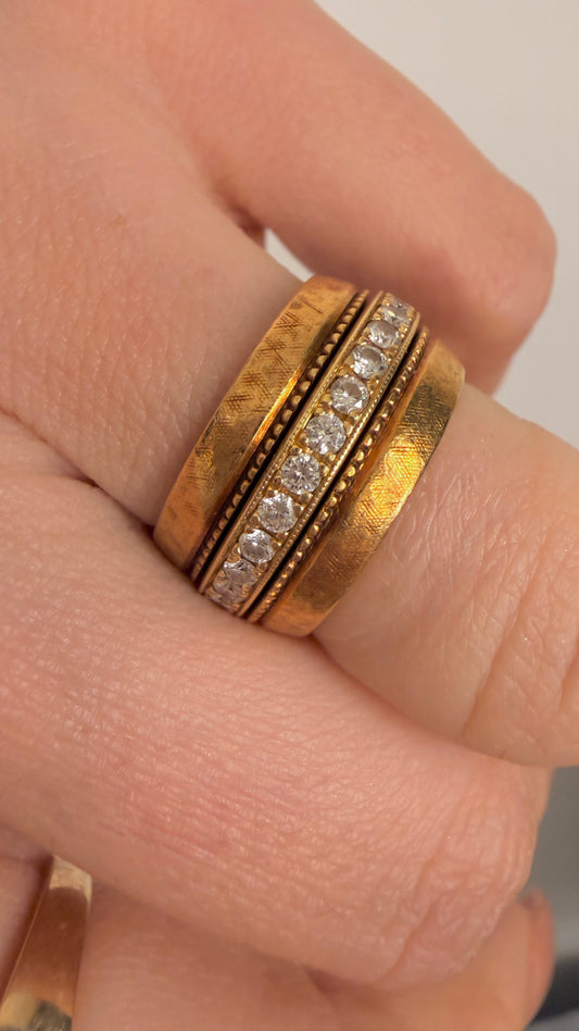 Vintage yellow 18K set of ring enhancer bands, size 6.5