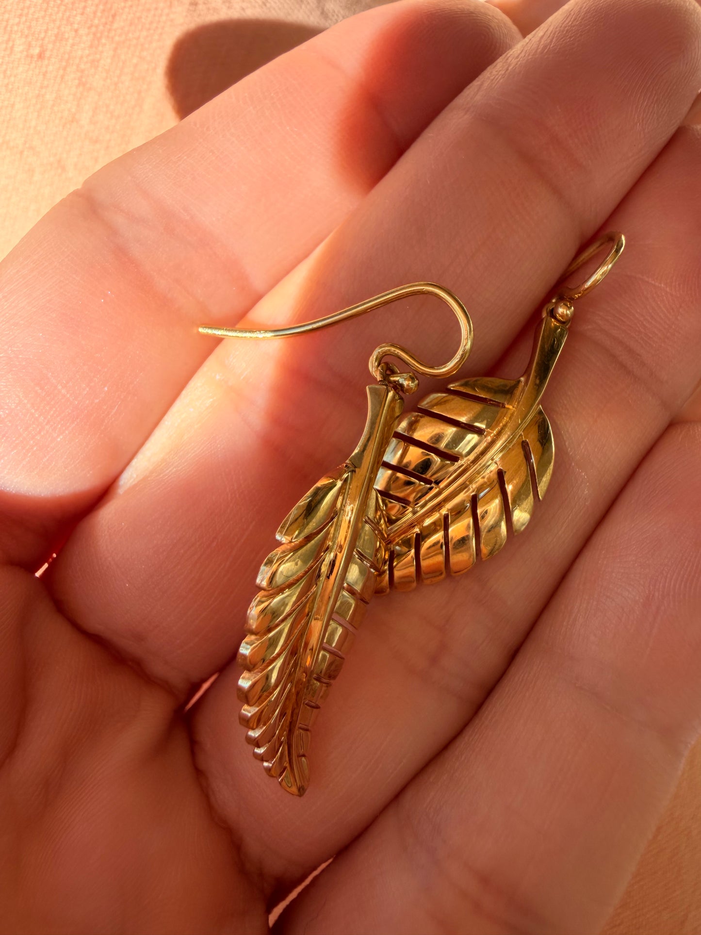 Yellow 18K Jennifer Meyer small leaf hook earrings