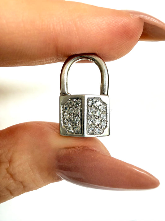 Vintage white 14k operating .11ctw diamond padlock