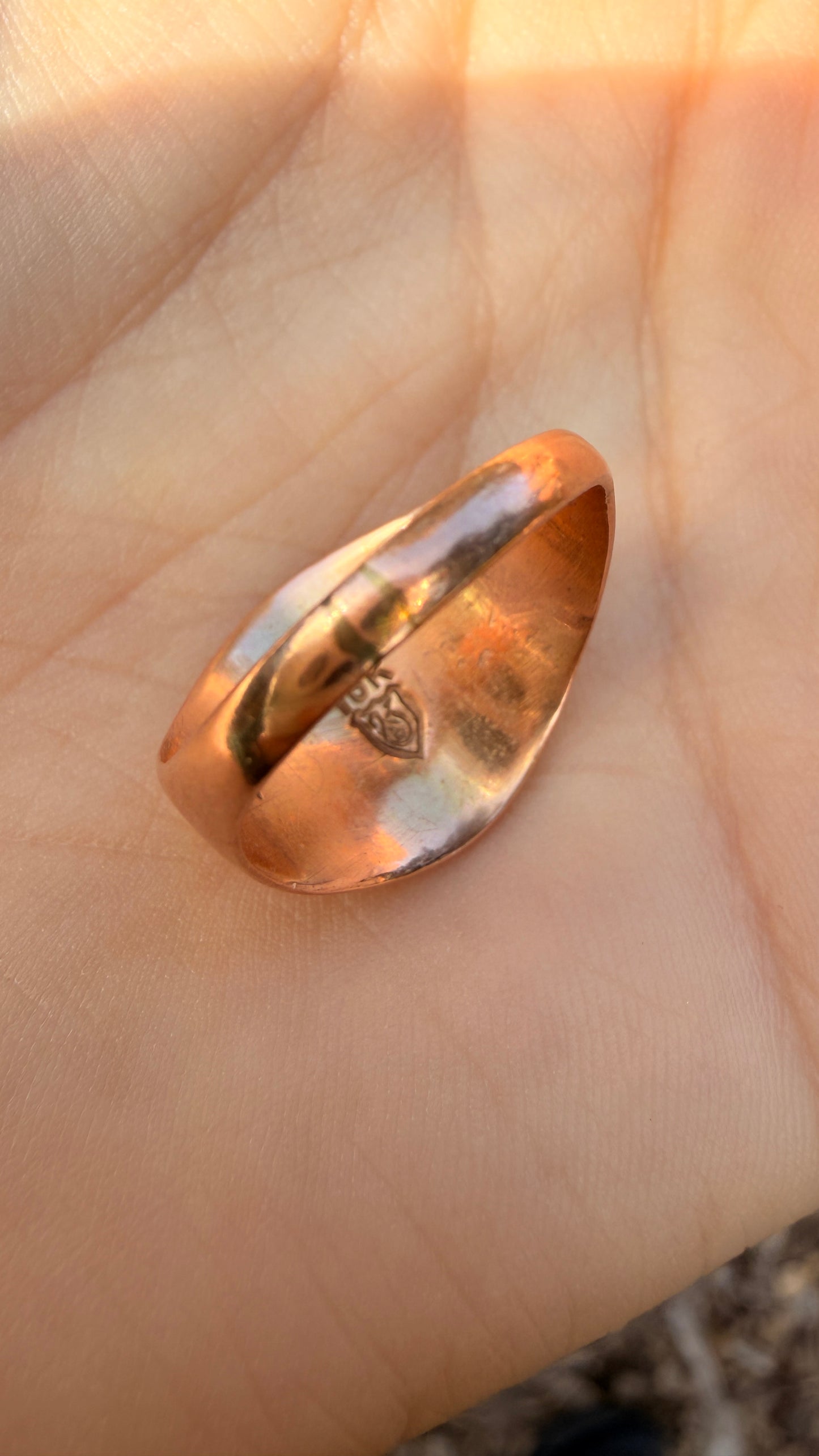 Antique 10K rose gold signet ring, size 6.75