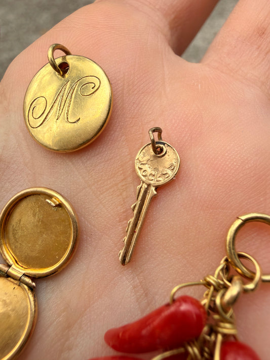Vintage yellow 14k gold key charm