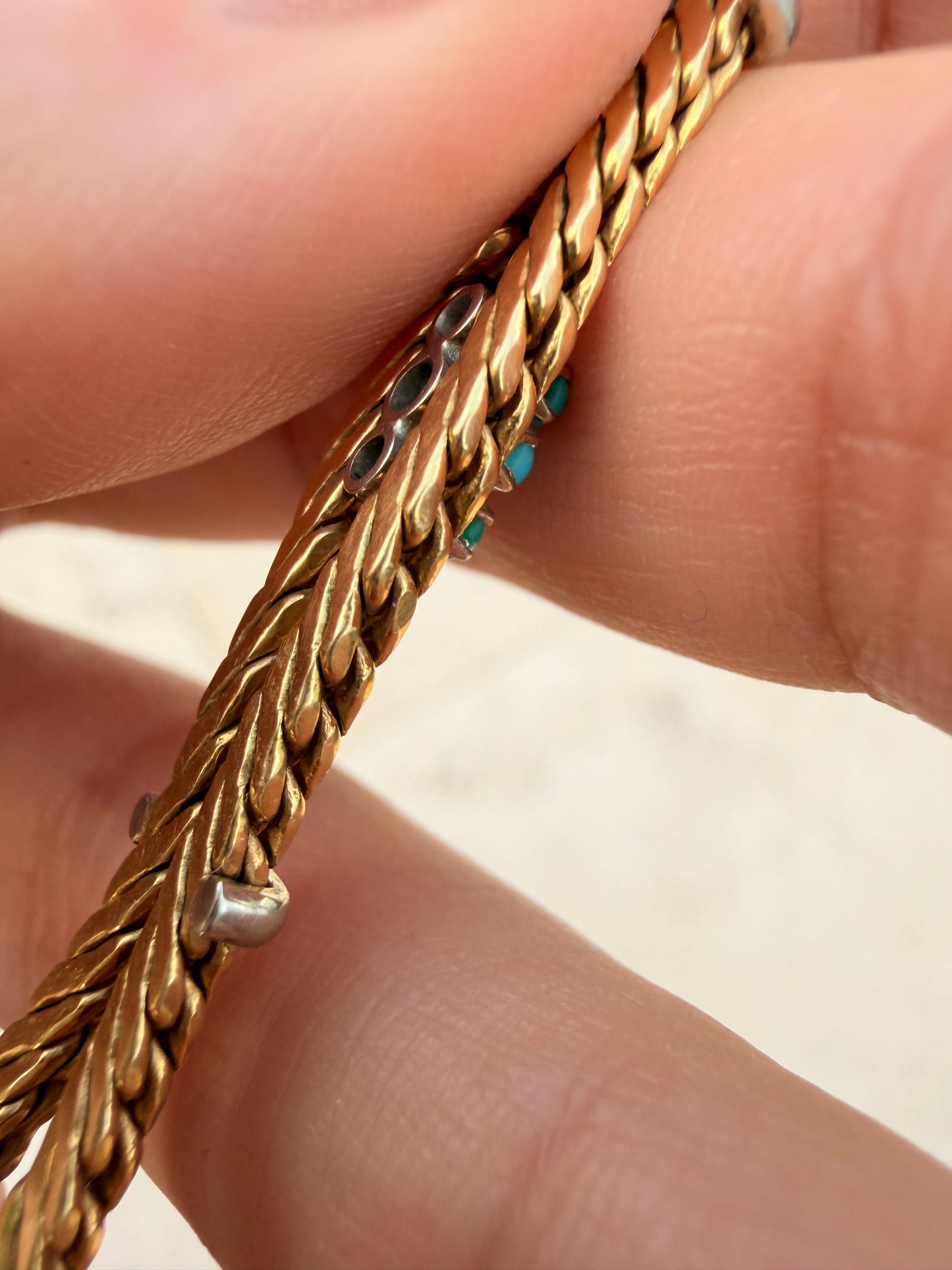 Vintage 18K turquoise bracelet by Cartier circa 1950s, 7.25 inch