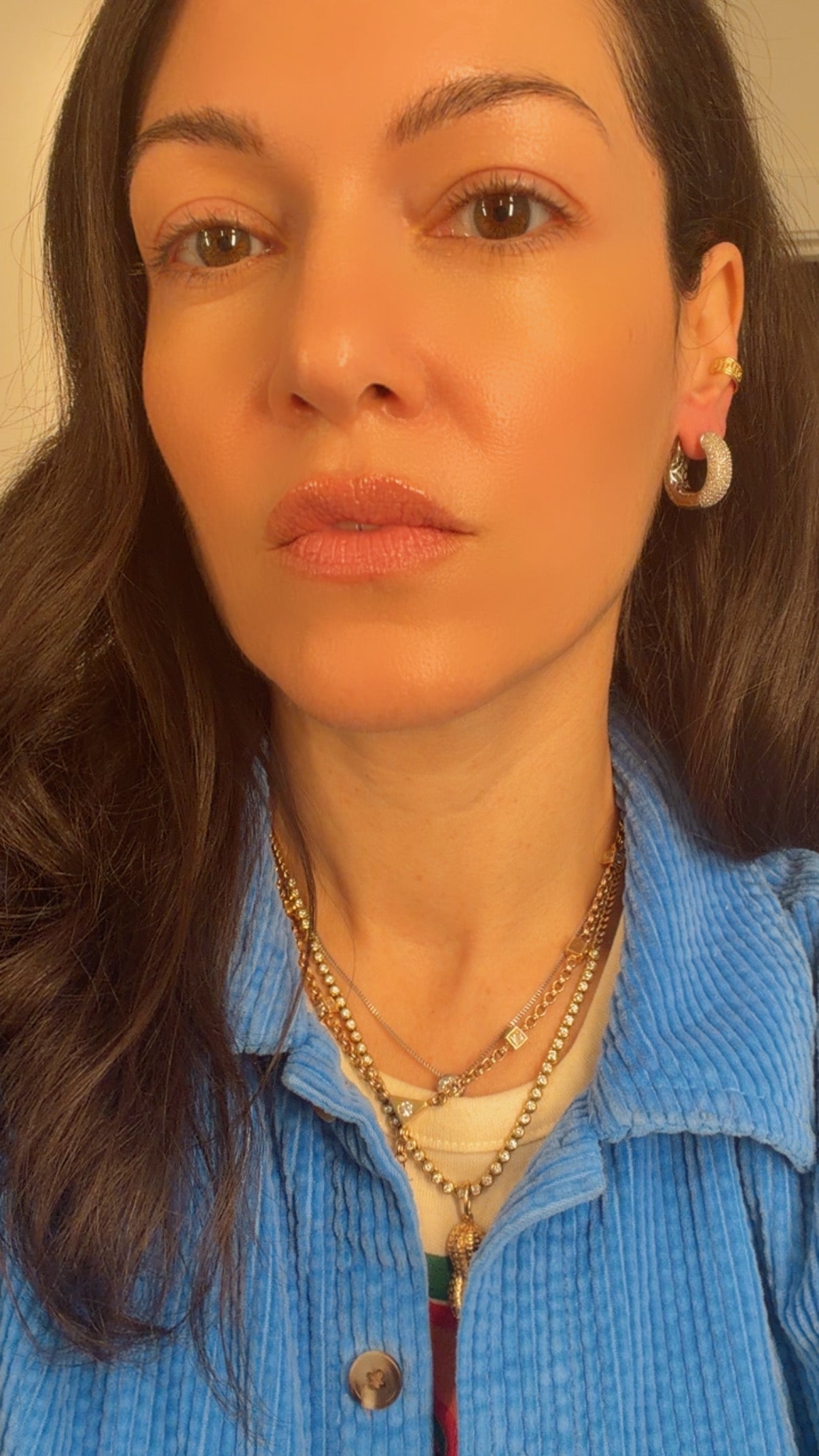 Yellow and white 14K reversible approx 1.2 ctw diamond huggie hoop earrings