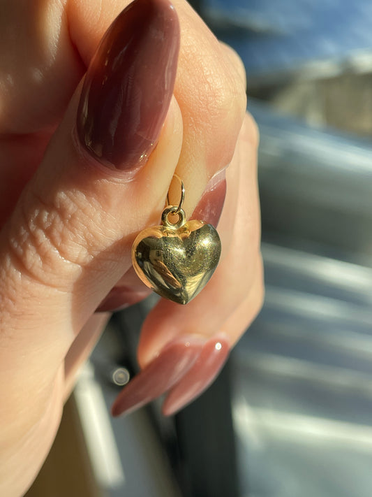 Estate yellow 14K gold small puffy heart charms