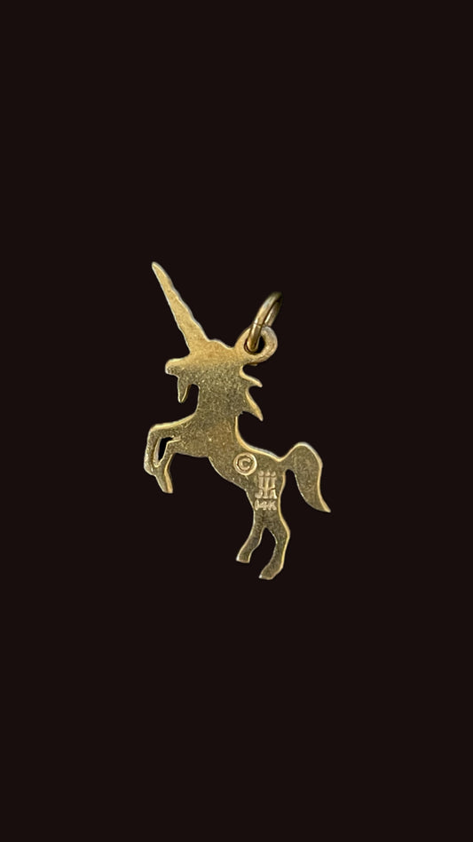 Vintage yellow 14K unicorn charm