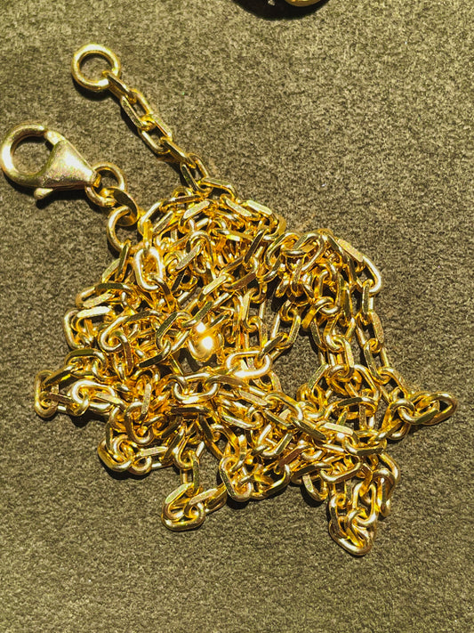 Vintage yellow 18K biker link chain, 24 inch