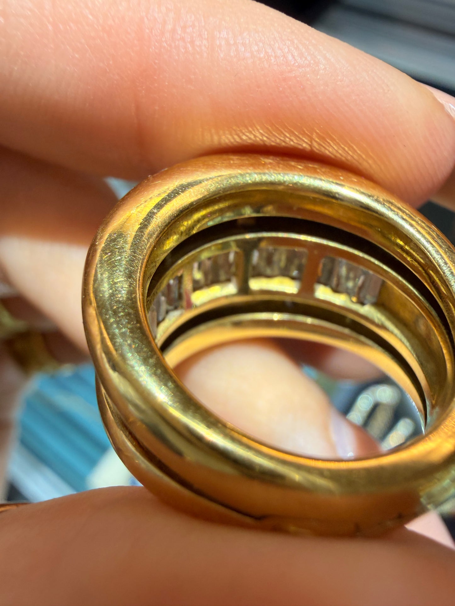 Vintage yellow 18K approx 1.2ctw convertible ring, size 5.75