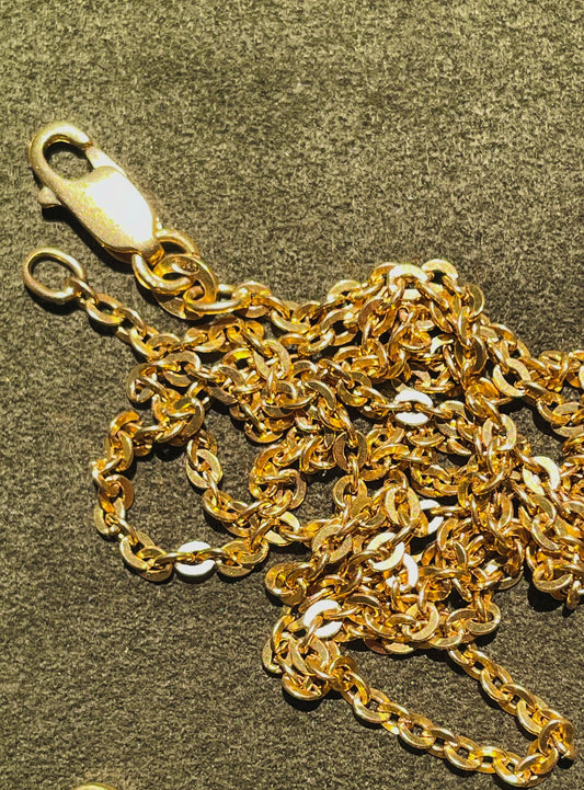 Vintage yellow 18K UnoAerre flat cable chain, 27 inch