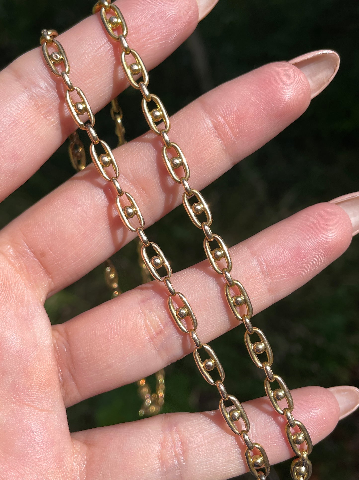 Vintage yellow 10K mariner link with ball detail, 28 inch