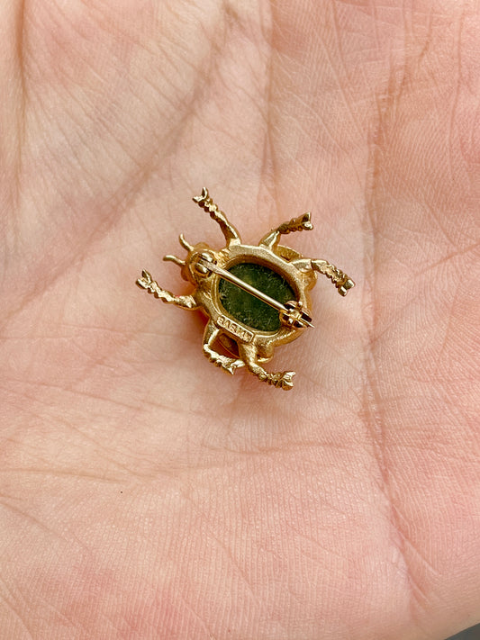 [PRIVATE] Vintage yellow 14K jade ladybug pin