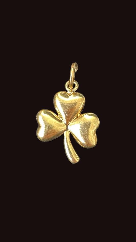 Vintage yellow 14K three leaf clover charm