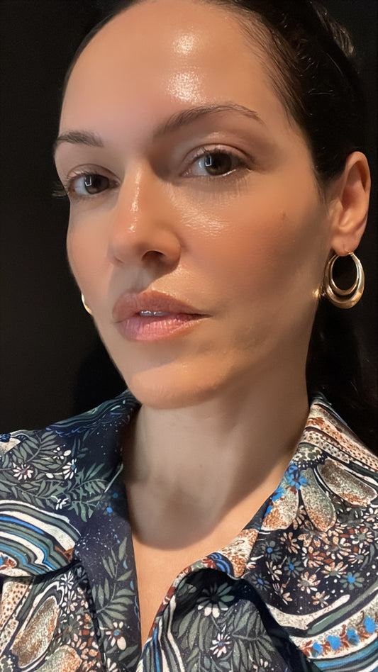 Vintage yellow 18K double hoop earrings