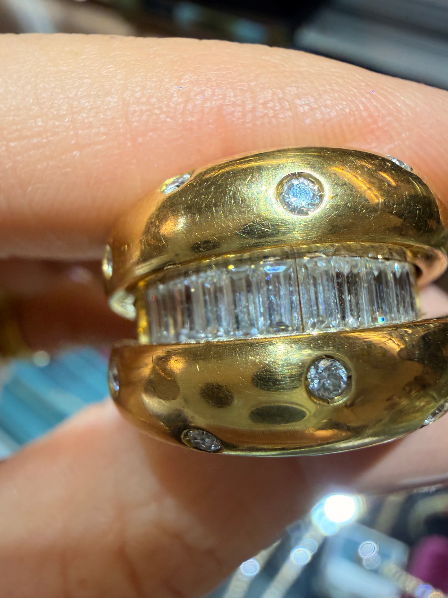 Vintage yellow 18K approx 1.2ctw convertible ring, size 5.75