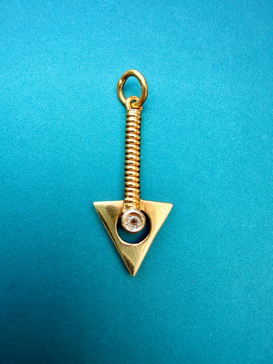 Vintage 18K gold and old cut diamond arrow pendant