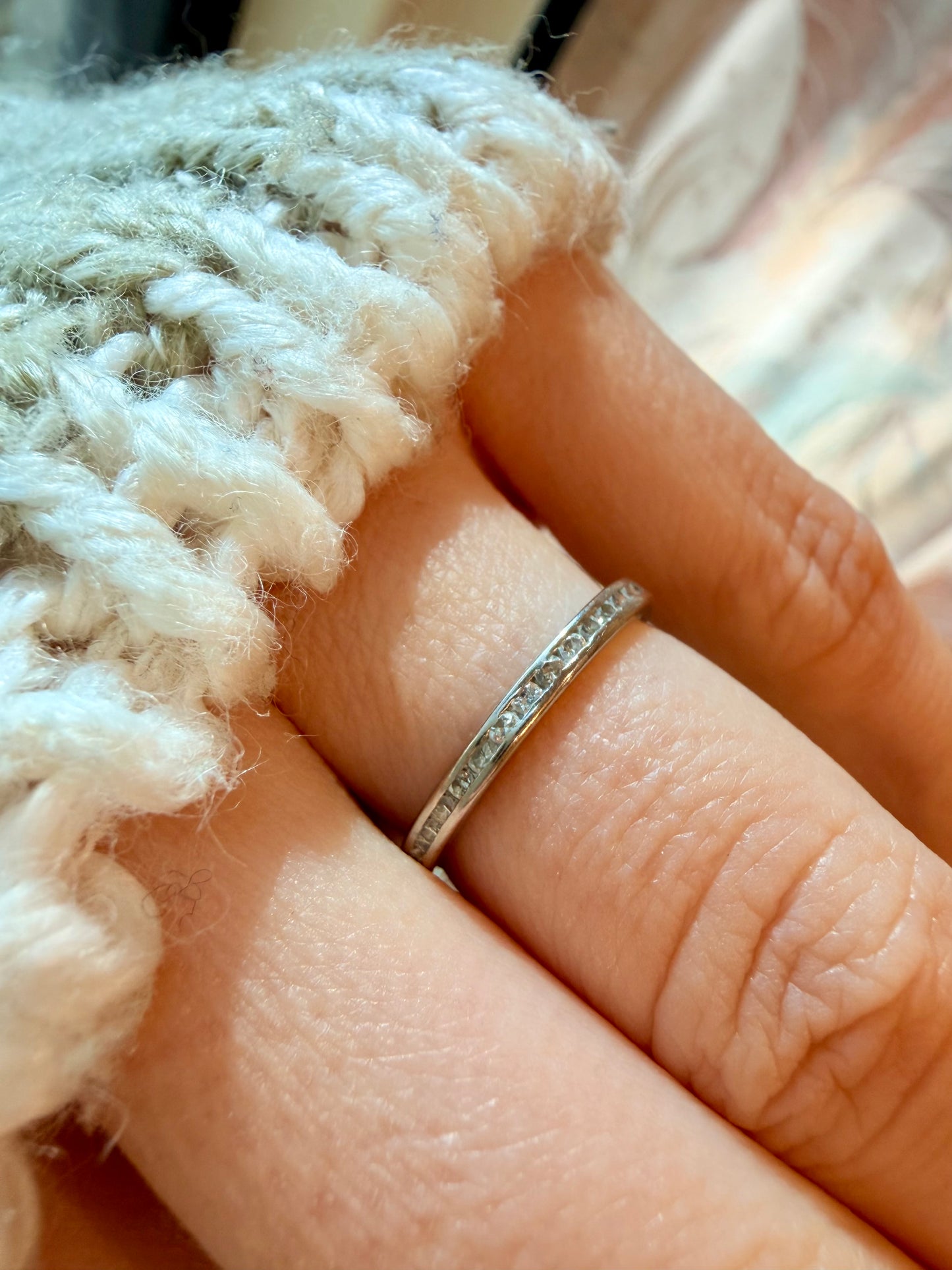 Vintage midcentury platinum Tiffany and Co .3ctw diamond eternity band, size 5.75