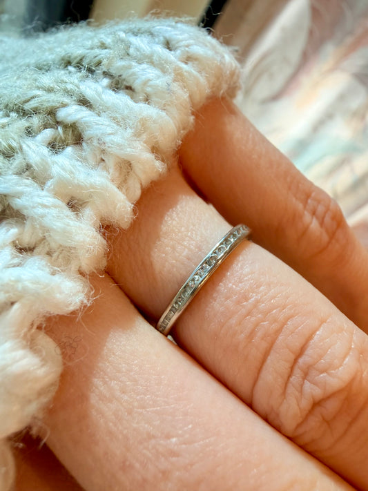 Vintage midcentury platinum Tiffany and Co .3ctw diamond eternity band, size 5.75